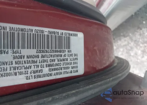 2002 Subaru Outback z USA, uszkodzony, nr VIN 4S3BH665227628322